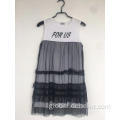Girl's Knit Print Black Net Dress Girls knit fashion print black net dress Factory